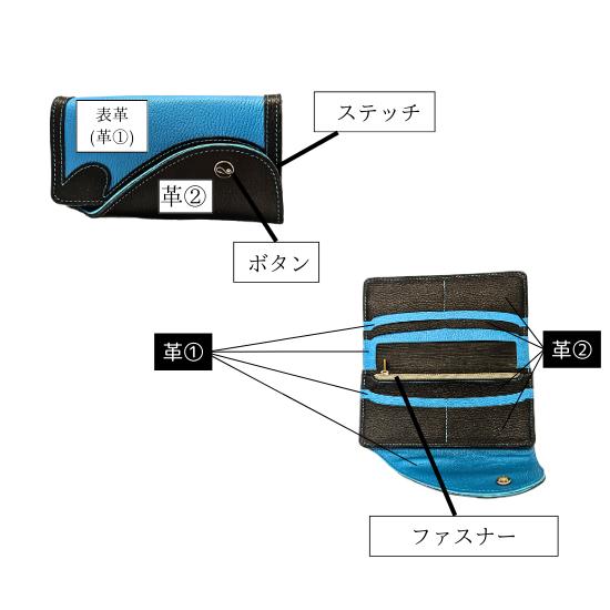 くじらモチーフロングウォレット【カスタムオーダー】